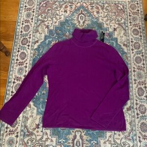 Lord & Taylor Cashmere Rich Purple Cowl Neck Sweater